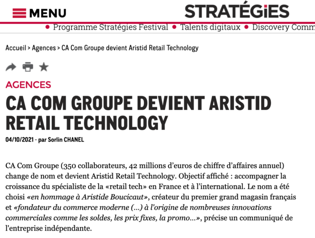CACOM devient ARISTID Retail Technology
