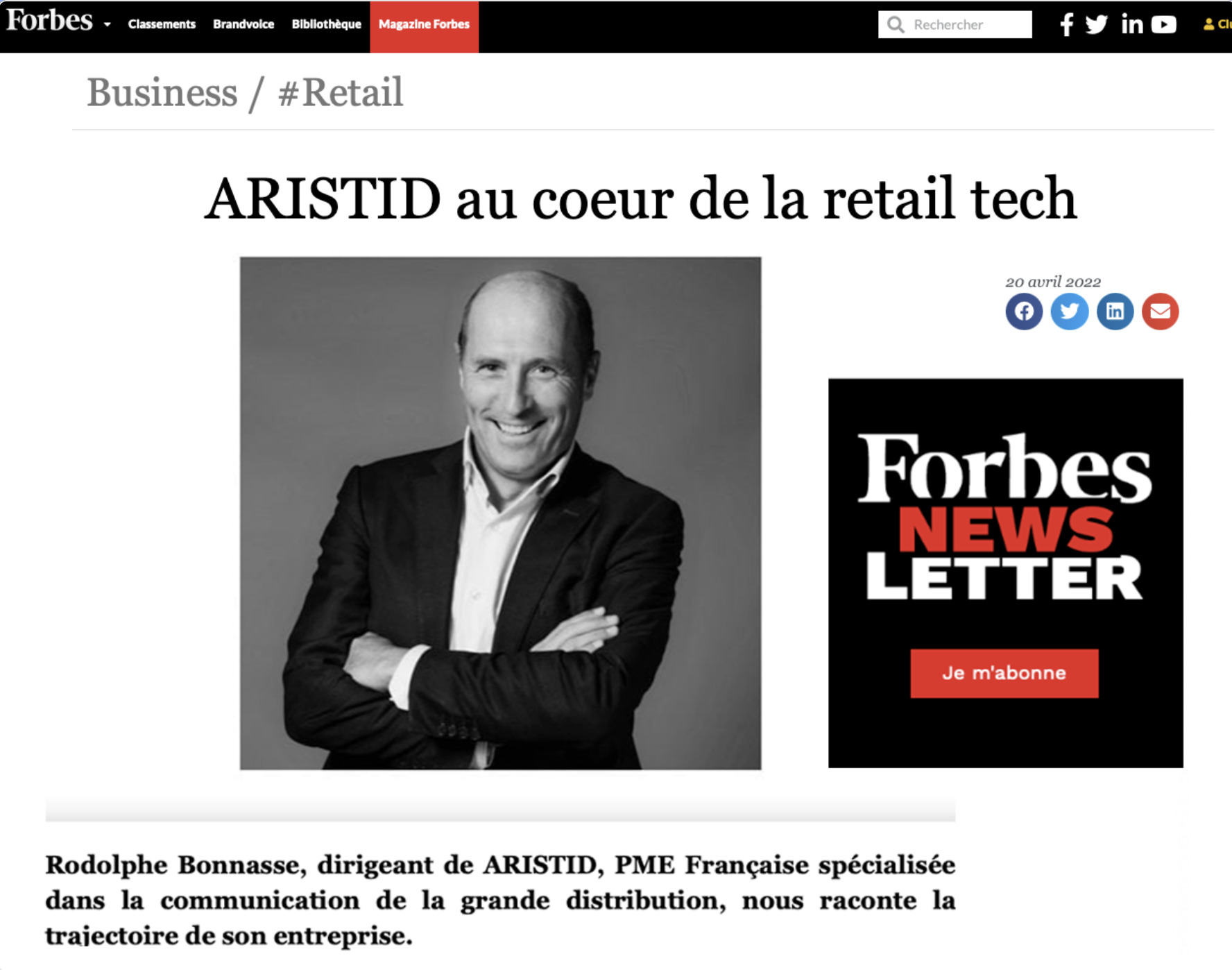 ARISTID at the heart of Retail Tech / FORBES